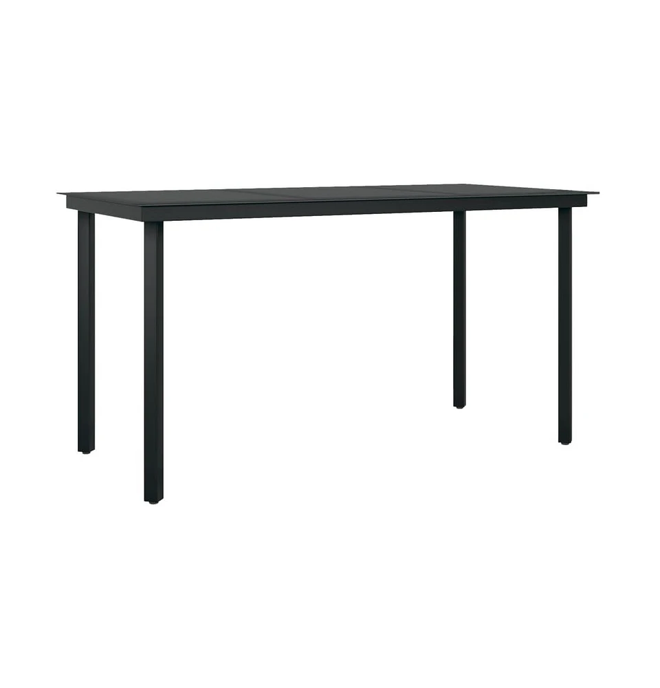 vidaXL Patio Dining Table Black 55.1"x27.6"x29.1" Steel and Glass