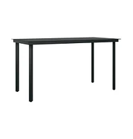 vidaXL Patio Dining Table Black 55.1"x27.6"x29.1" Steel and Glass