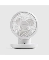 Iris Usa Woozoo Fan with Remote, 360° Oscillating Fan, Desk Fan, Table Air Circulator, 3 Speeds, 52 ft Air Distance, Low Noise Motor, 13 Inches, White