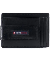 Alpine Swiss Mens Rfid Safe Slim Magnetic Money Clip Leather Front Pocket Wallet