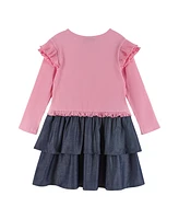 Andy & Evan Little Girls Toddler/Child Pink Rib Knit Top and Tiered Skirt