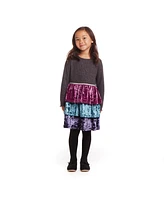 Andy & Evan Little Girls Toddler/Child Multi Colored Crushed Velvet Tiered Dress