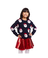 Andy & Evan Big Girls Navy Santa Sweater