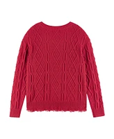 Andy & Evan Big Girls Red Cable Knit Sweater