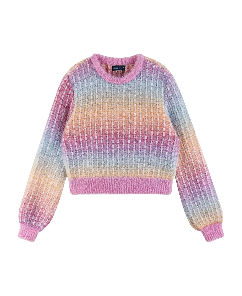 Andy & Evan Big Girls Cropped Multi Color Crewneck Sweater