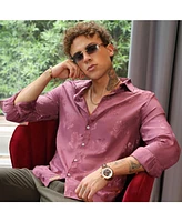 Campus Sutra Men's Rouge Pink Self-Design Floral Shirt