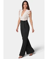 Bebe Women's Ruffle Lace Jumpsuit