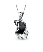 Bling Jewelry Religious Christian Ichthys Jesus Cross Prayer Box Locket Memorial Momenta Holder Necklace For Women Sterling Silver