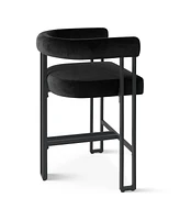 Maison Boucle Velvet Counter Stool,Boasting Curved Frame Armrest Stool with Three Legs(1PK)-Maison