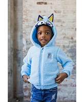 Bluey Boys Cozy Sherpa Zip Up Cosplay Hoodie to (2T - 10-12)