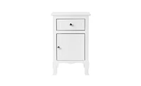 Slickblue Set of 2 Country Style Night Tables, Mdf with Curved Feet, One Drawer & One Door, White