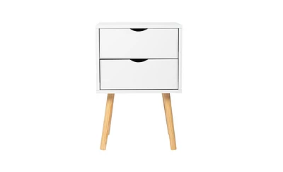 Slickblue Simple and Modern White Cabinet with Wood Color Legs for Stylish Storage