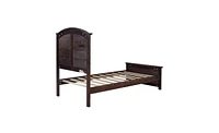 Slickblue Farmhouse Wooden Platform Bed with Curl Design Headboard and Footboard for Teenagers