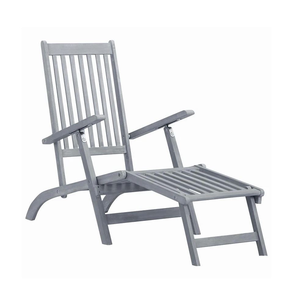 vidaXL Patio Deck Chair with Footrest Gray Wash Solid Acacia Wood