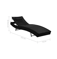 vidaXL Sun Lounger with Pillow Poly Rattan