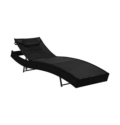 vidaXL Sun Lounger with Pillow Poly Rattan