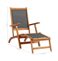 vidaXL Patio Deck Chair Solid Acacia Wood and Textilene