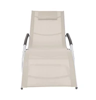 vidaXL Sun Lounger with Pillow Aluminum and Textilene Cream