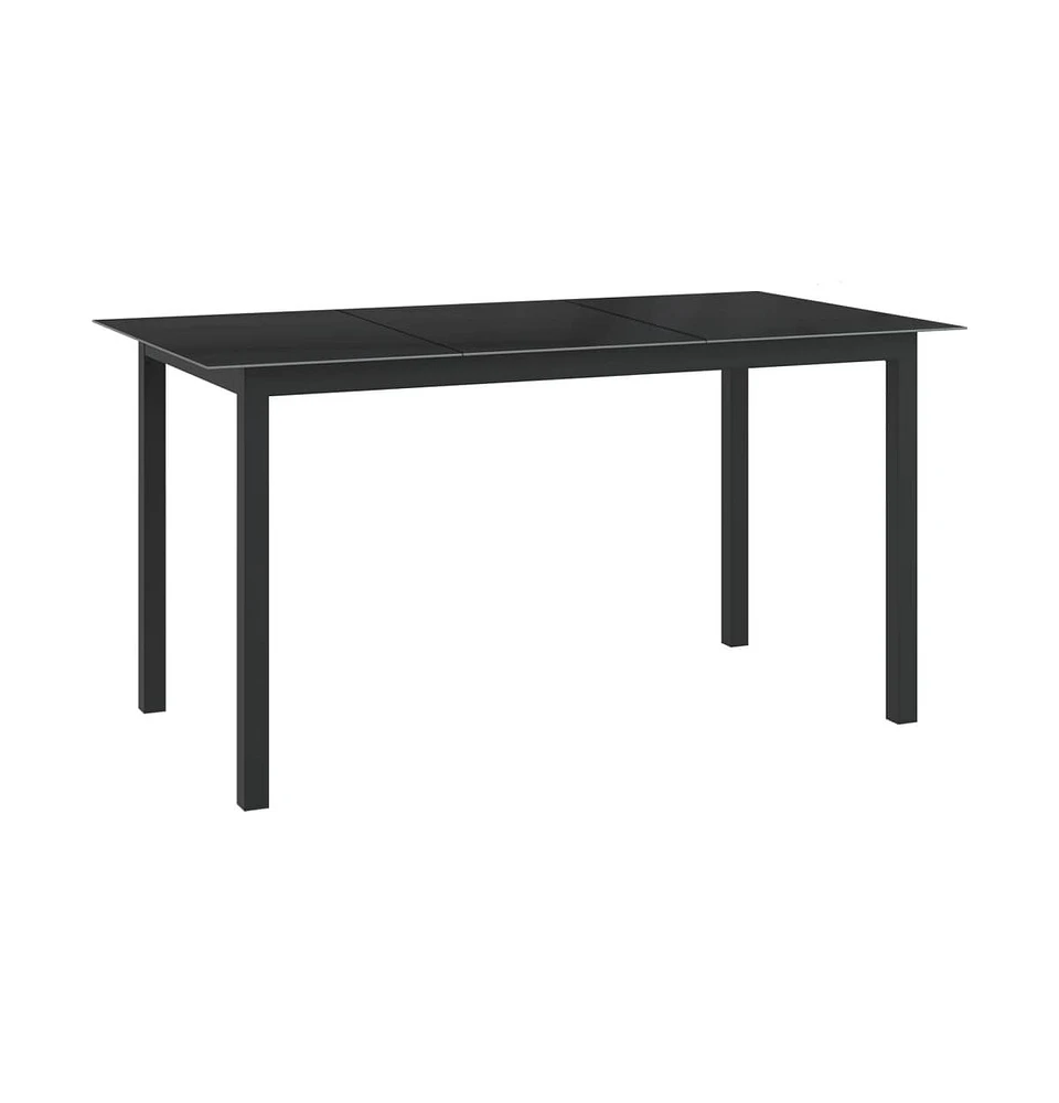 vidaXL Patio Table Black 59.1"x35.4"x29.1" Aluminum and Glass