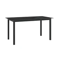 vidaXL Patio Table Black 59.1"x35.4"x29.1" Aluminum and Glass