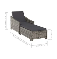 vidaXL Sun Lounger with Dark Gray Cushion Poly Rattan Gray