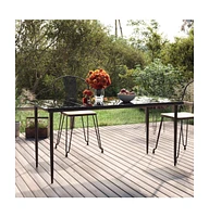 vidaXL Patio Dining Table Black 63"x31.5"x29.1" Steel and Tempered Glass