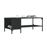 vidaXL Coffee Table with Rack Black 39.4"x20.1"x15.7" Engineered Wood