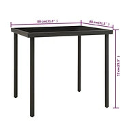 vidaXL Patio Dining Table Anthracite 31.5"x31.5"x28.3" Glass and Steel