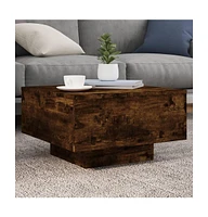 vidaXL Coffee Table with Led Lights Smoked Oak 21.7"x21.7"x12.2"