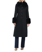 Vince Camuto Women's Single-Breasted Fit and Flared Drap Wool Coat