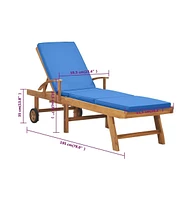 vidaXL Sun Lounger with Cushion Solid Teak Wood