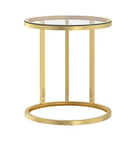 vidaXL Side Table Gold and Transparent 17.7" Tempered Glass