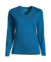 Lands' End Women's Relaxed Supima Cotton Long Sleeve V-Neck T-Shirt