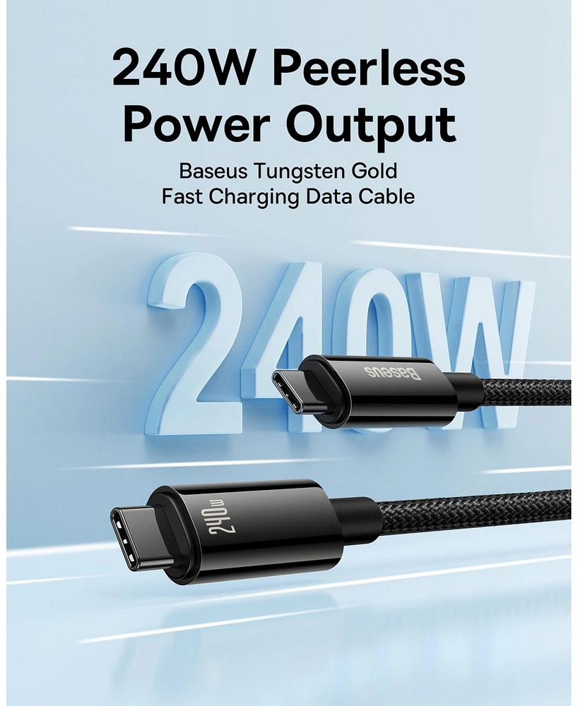 Baseus Usb C Cable 240W Usb-c to Usb-c Cable Type-c Charging Cable,9.9ft - 9.9ft