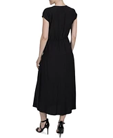 julia jordan Women's V-Neck Front-Tie Midi Dress