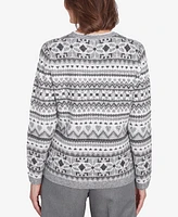 Alfred Dunner Women's Copenhagen Fair Isle Biadere Patch Sweater