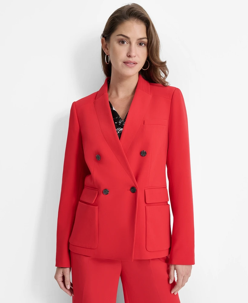 Dkny Petite Notched-Collar Double-Breasted Blazer