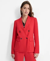 Dkny Petite Notched-Collar Double-Breasted Blazer