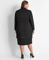 Dkny Women's Faux-Leather-Trim Textured Coat