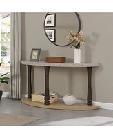 Slickblue 60-Inch Semi-Circle Demilune Sofa Table Sturdy Wooden Half Moon Console for Small Hallway or Entryway