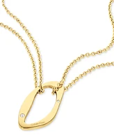 Calvin Klein Gold-Plated Stainless Steel Pave Sculptural Pendant Necklace, 18" + 2" extender