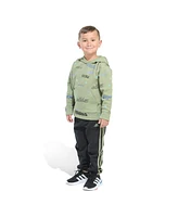 adidas Little and Toddler Boys Printed Fleece Pullover Hooded Jogger, 2-Piece Set