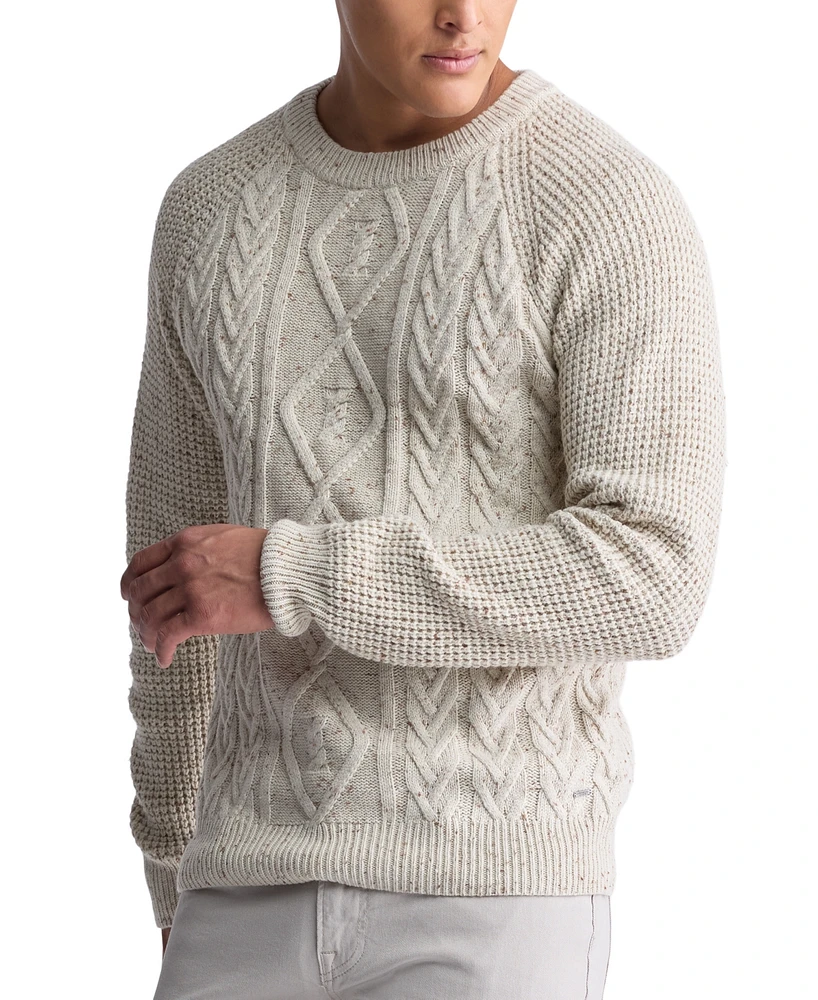 Men's Wallaby Nep Yarn Cable Knit Crewneck Sweater