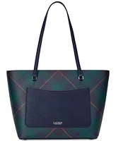 Lauren Ralph Lauren Karly Plaid Leather - Tote Bag