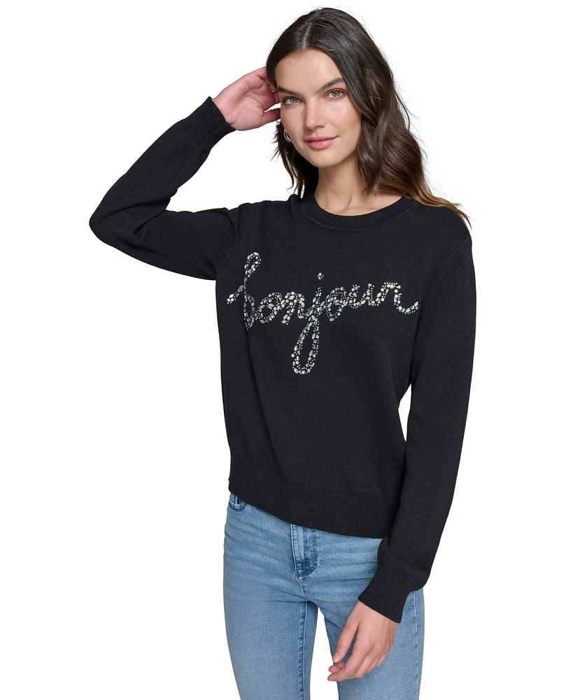 Karl Lagerfeld Paris Women's Embellished Bonjour Sweater