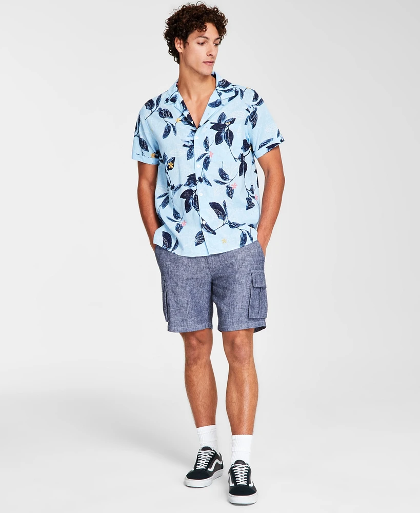 Sun + Stone Men's Pete Leaf Pattern Short-Sleeve Shirt, Created for Macy's