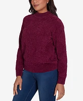 Alfred Dunner Women's Classic Chenille Diamond Stitch Turtleneck Sweater