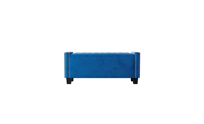 Slickblue Upholstered Velvet Storage Bench for Bedroom, End of Bed with Rivet Design and Tufted Foot Rest