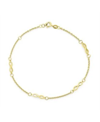 Bling Jewelry Delicate Multi Charm Love Knot Infinity Anklet Ankle Bracelet Link Chain 14k Gold Plated .925 Sterling Silver 9 10 Inch Adjustable