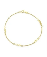 Bling Jewelry Delicate Multi Charm Love Knot Infinity Anklet Ankle Bracelet Link Chain 14k Gold Plated .925 Sterling Silver 9 10 Inch Adjustable